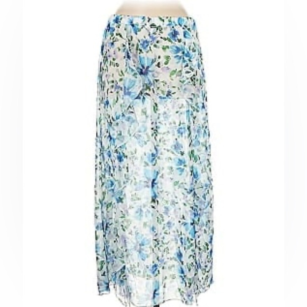 New! Adore Me sheer blue floral print midi skirt swim coverup 37825